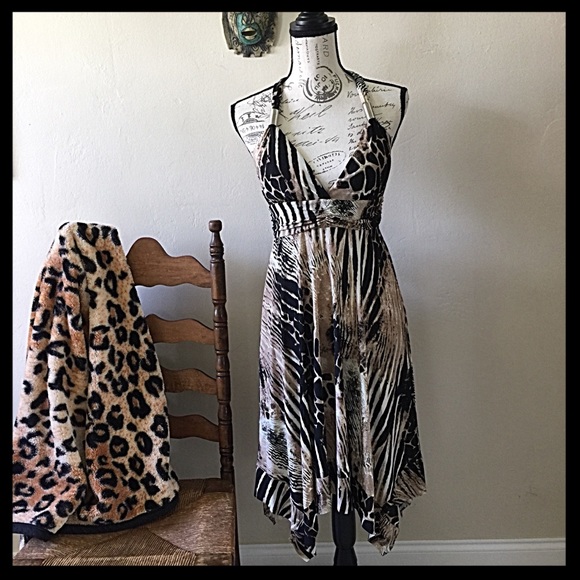 Paradise Dresses & Skirts - Paradise Sexy Animal Print Dress Handkerchief Hem